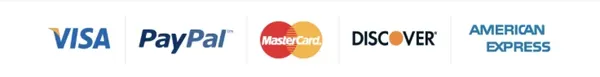 Payment logos for Visa, PayPal, Mastercard, Discover and American Express